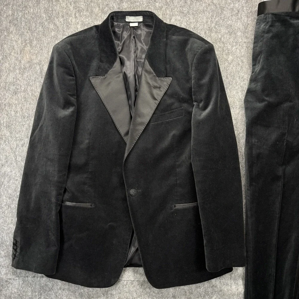 NOAK Velvet Tuxedo Men's 44 Pants 36 x 30 Black ASOS Peak‎ Lapel